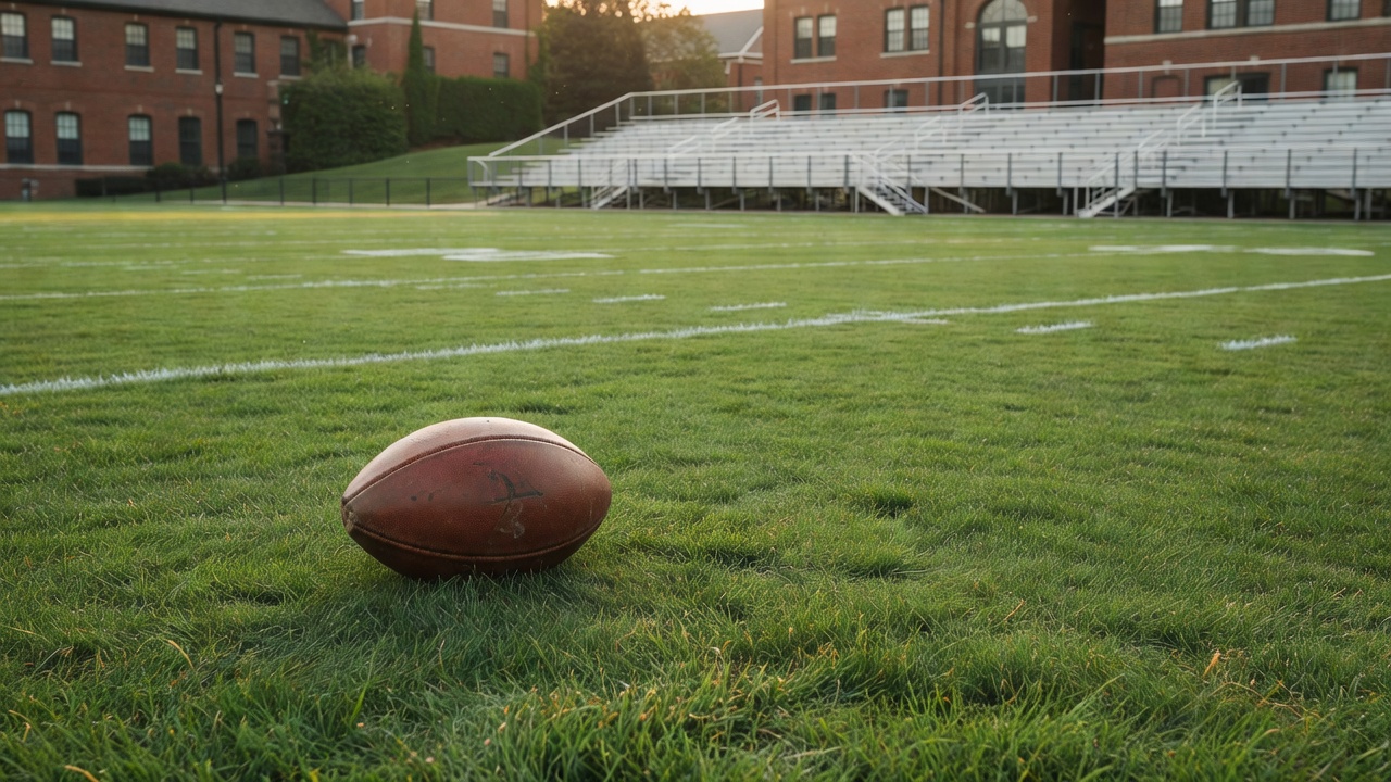College football stadium filled with cheering fans during game