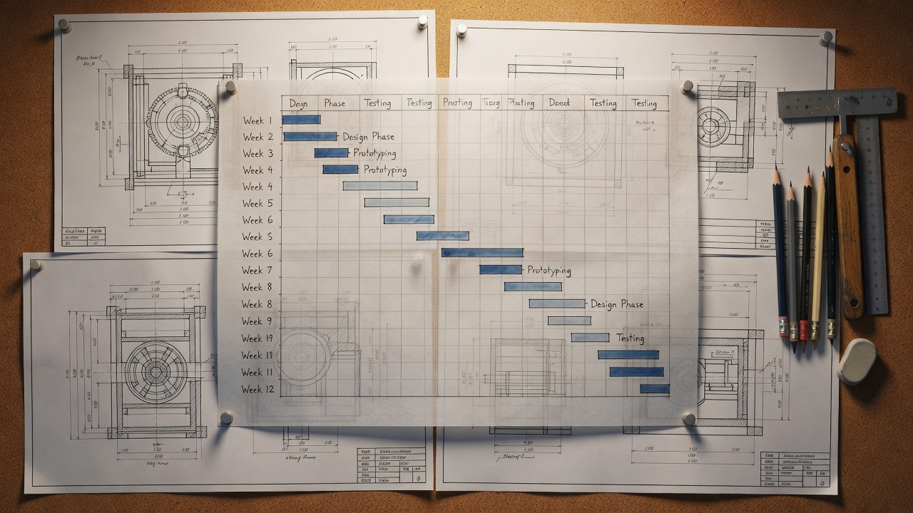 Project performance charts and cost tracking spreadsheets on a desk, representing earned value management analysis