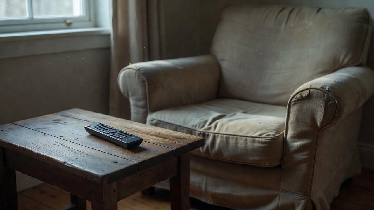 Living room with Netflix and Peacock apps open on a smart TV screen
