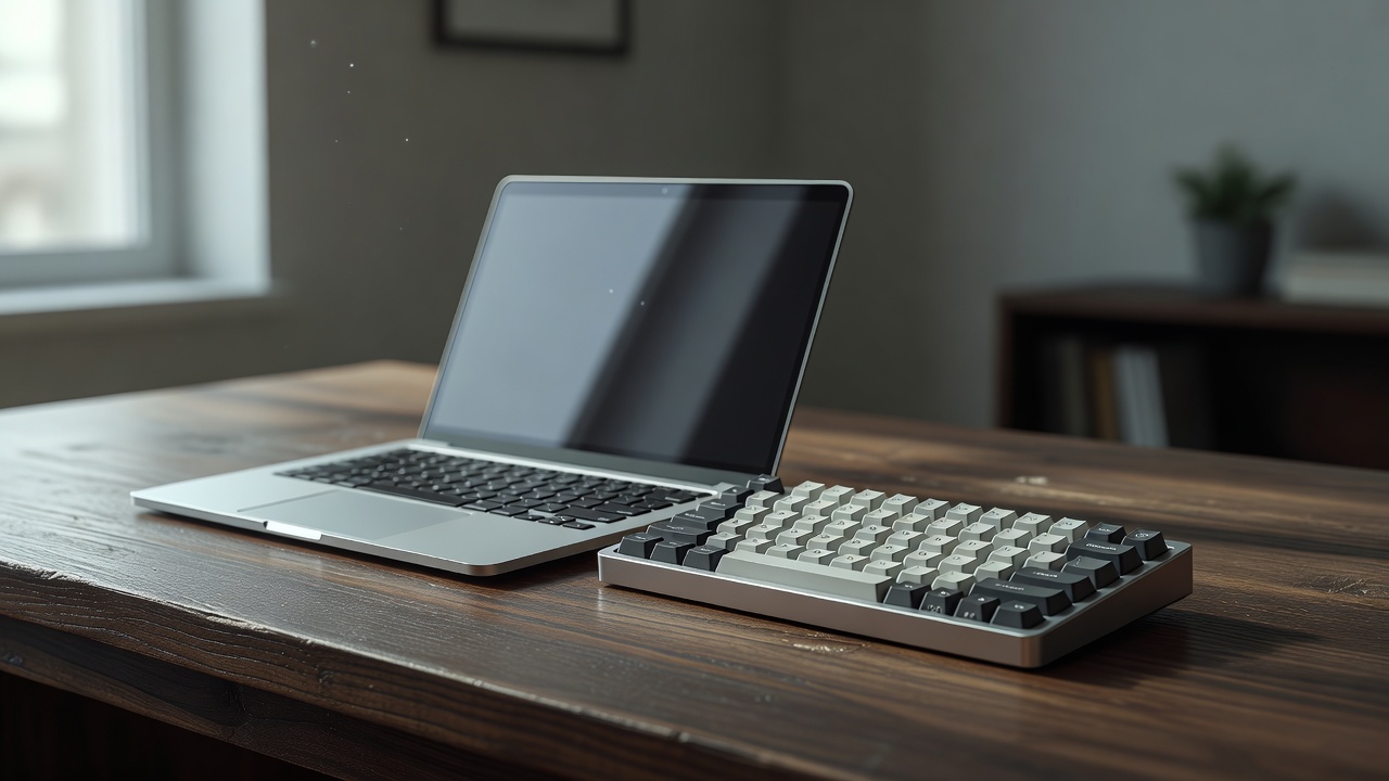 Programmer coding on laptop with AI code suggestions on screen